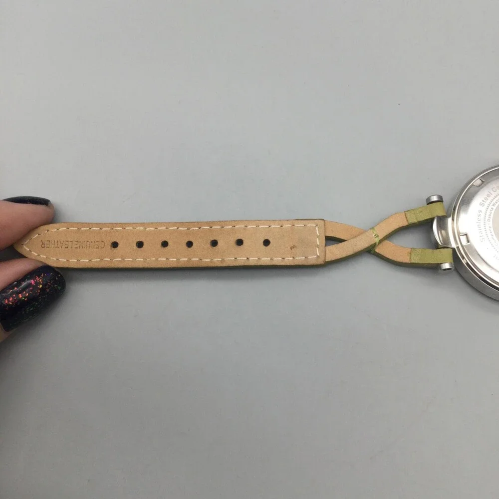 Dakota Womens Watch 35mm Yellow Dial Silver Tone Leather 50M WR New Battery